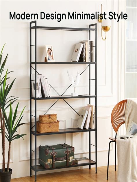 Shelf Bookshelf Modern Freestanding Bookcase With Steel Frame X