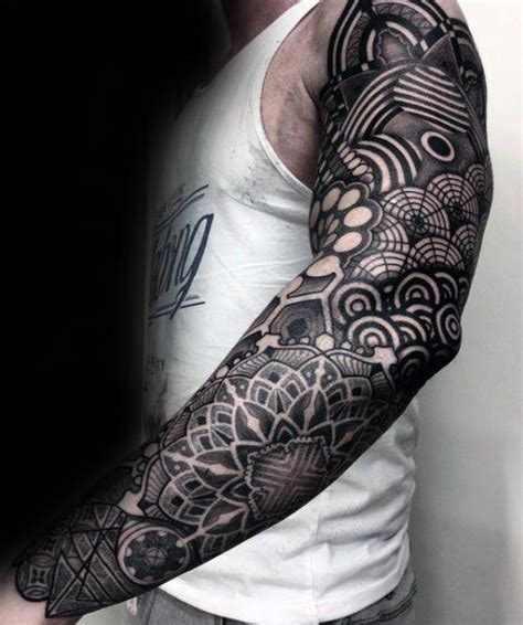 50 Geometric Tattoo Sleeve Designs For Men Complex Ink Ideas