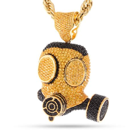 The 14K Gold Gas Mask Necklace Black Gold Jewelry Mask Necklace