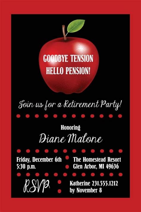 Apple Teacher Retirement Party Invitation • Retirement Invite • Printable Digital File By