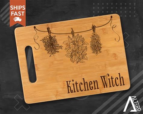 Kitchen Witch Cutting Board Personalized Cutting Board Etsy