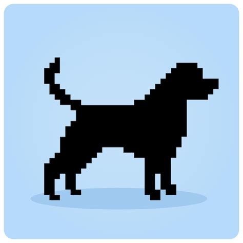 Silueta de perro de píxeles de 8 bits píxeles de animales para juegos