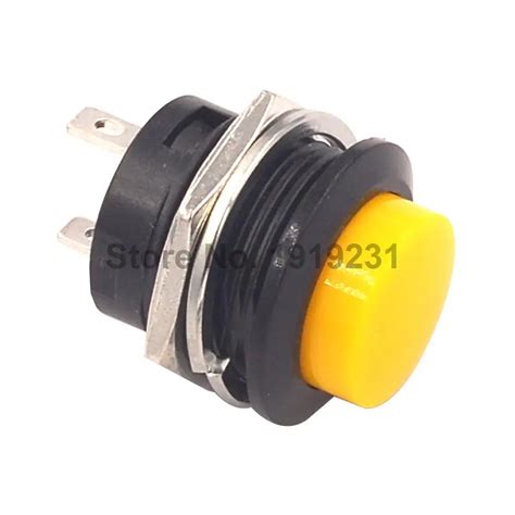 Yellow Momentary Push Button Switch OFF ON Reset Switch 16MM 3A 250V AC