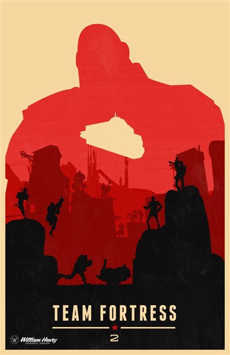 The Poster For Team Fortress Is Shown In Red And Black With An Image