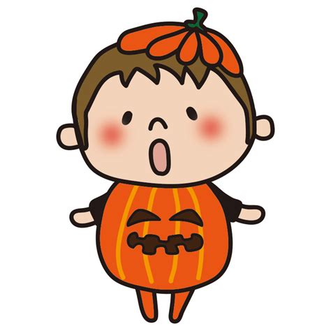 ハロウィンでジャックオランタンの仮装をする子供の無料 フリー イラスト かわいい手描きの無料素材「てがきっず」保育園・小学校・介護施設にぴったりのフリー素材イラスト