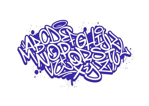 Handwritten Graffiti Font Alphabet Volumetric Vector Image