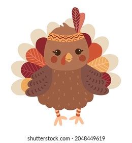 Cute Turkey Vector Illustration Kawaii Thanksgiving Stockvector