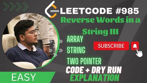 Leetcode Reverse Words In A String Iii Two Pointer Java