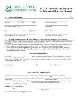 Fillable Online 2021 2022 Identity And Statement Of Educational Purpose