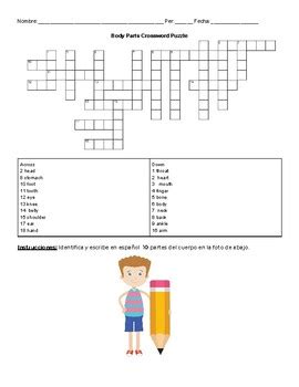 Spanish Body Parts Crossword Puzzle By Sr Y Sra Castorena TPT