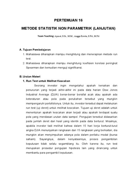 Metode Statistik Non Parametrik Lanjutan Pdf