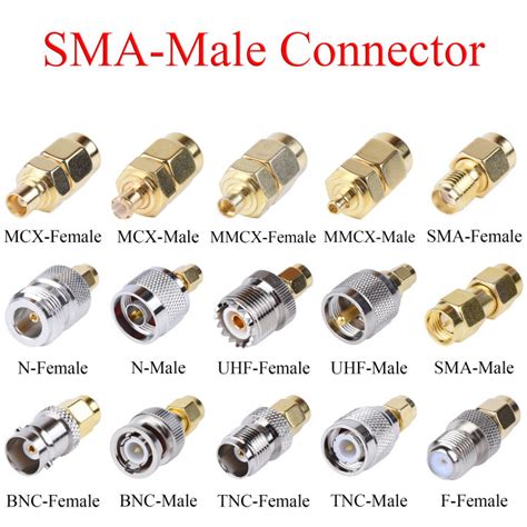 Pcs Rf Coaxial Connector Sma Male To Bnc Tnc Mcx Mmcx Uhf N F Male