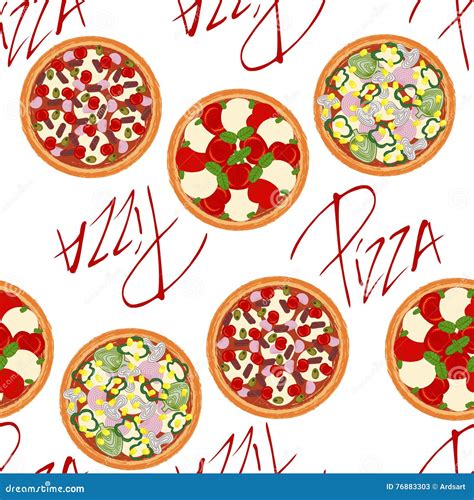 Set Of Pizzas Of Different Shapes Vector Illustration On White