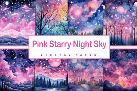 Pink Starry Night Sky Watercolor Graphic by Pro Designer Team · Creative Fabrica