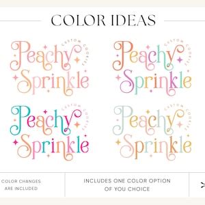 Peach Pink Premade Logo Design Modern Colorful Logo Bright Etsy