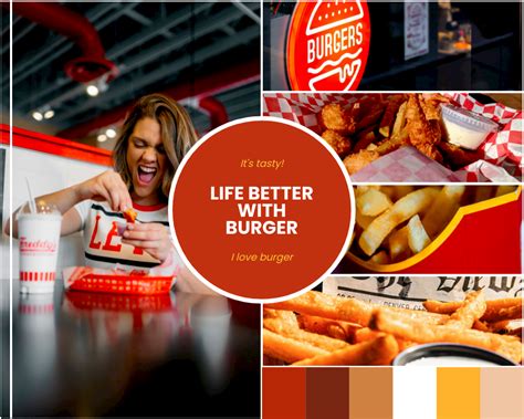 Burger Fast Food Mood Board Mood Board Template Photo Collage Maker