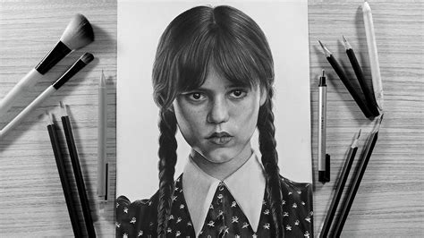 Drawing Wednesday Addams Drawing Realistic Youtube