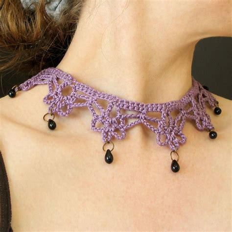 New PDF Pattern Mina Harker Crochet Lace Choker Crochet Necklace