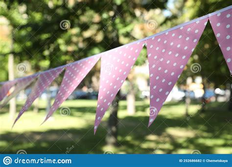 Pink Bunting Flags In Park Party Decor Stock Photo Image Of Carnival