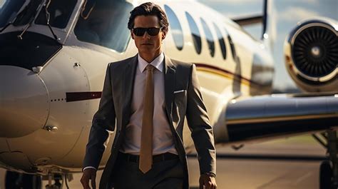 Premium Ai Image Executive Business Team Leaving Corporate Jet