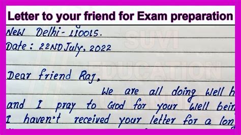 Write Easy Letter To Your Friend Regarding Examination Preparation