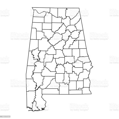 Alabama State Map With Counties Vector Illustration Stock Illustration Download Image Now Istock