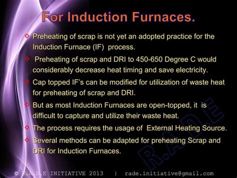 Scrap Preheating For Steel Melting Induction Furnaces Ppt