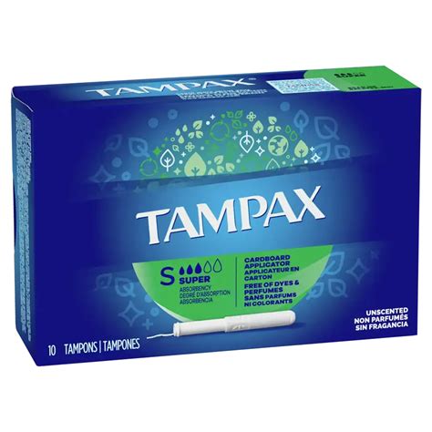 Tampax Carboard Tampons Super Absorbency 10 Ct Case 12 Units