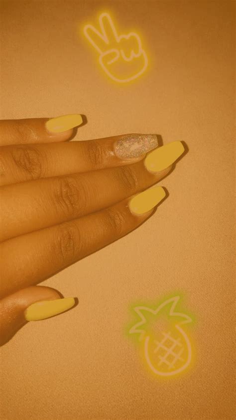 highlight yellow nails w/silver glitter ring finger . | Yellow nails ...