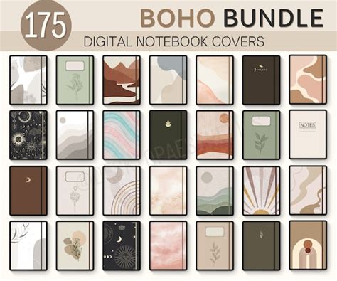 175 Boho Notebook Cover BUNDLE Goodnotes Digital Covers - Etsy