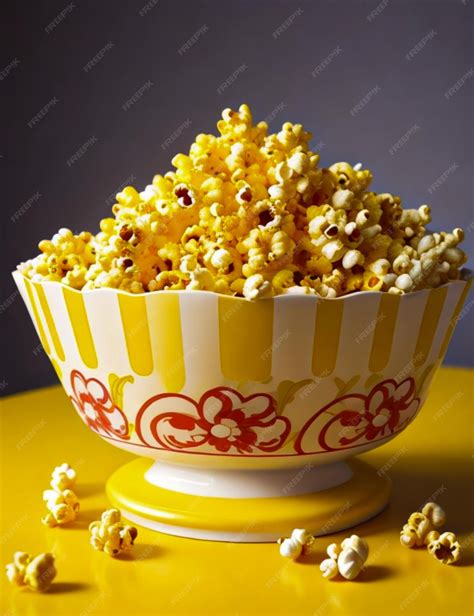 Premium AI Image | Sweet gourmet candy in yellow bowl popcorn