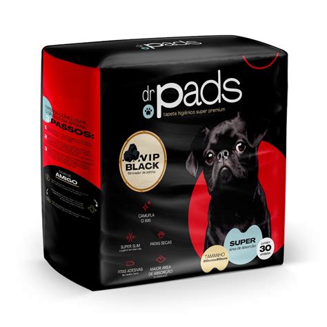 Tapete Higiênico Dr Pads Vip Black 80x60 para Cães 30 Unida