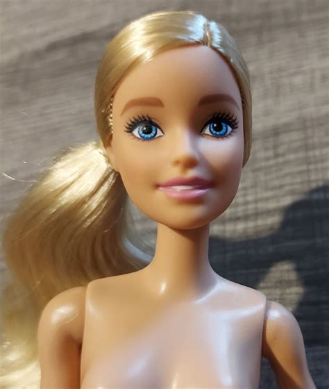 Mavin Nude Fashionistas Barbie Doll Blonde Hair Blue Eyes Open Smile Long Ponytail