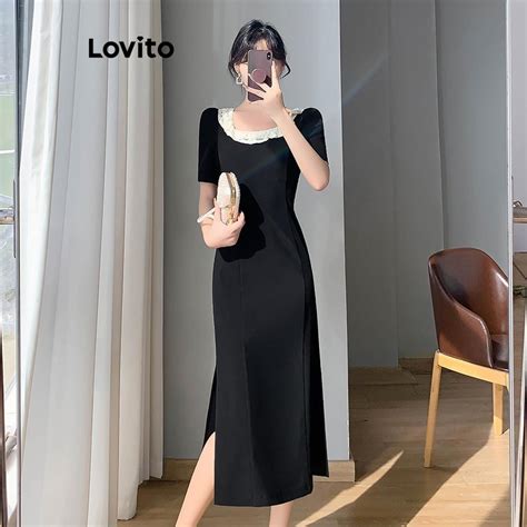 Lovito Elegant Patchwork Contrast Binding Dress For Women LNE56142