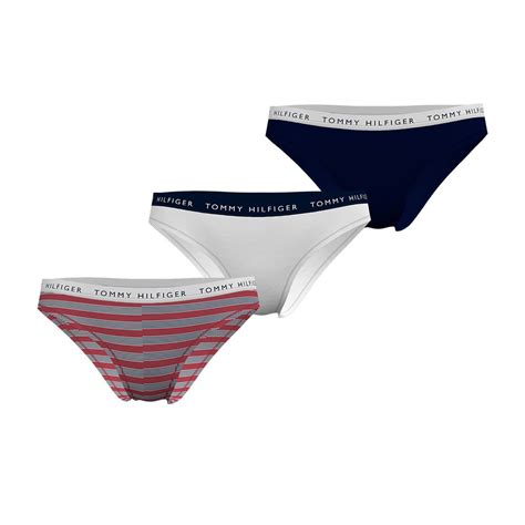 Chiloței Tommy Hilfiger Essentials Bikini 3 Pack Vary Stripe White Desert Sky Footshop