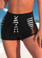 Mesh Cutout Striped Black Bikini Top Modlily USD
