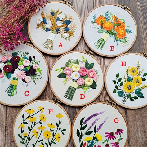 Embroidery Flower-handmade Embroidery Birthday Gifts to Mum - Etsy