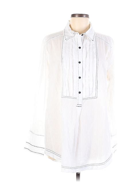 We The Free 100 Cotton Stripes White Long Sleeve Blouse Size M 63