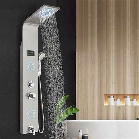 Zovajonia Bathroom Led Shower Panel Tower System Rainandwaterfall Massage