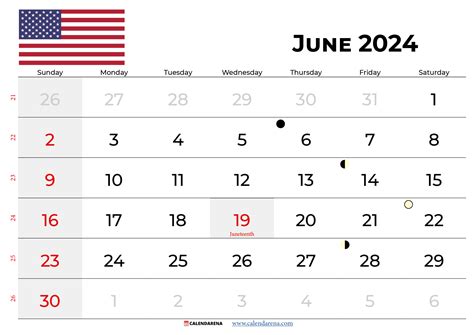 June 2024 Calendar USA With Holidays