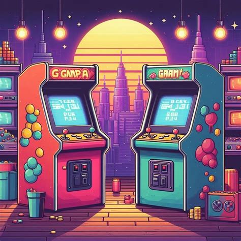 Retro Arcade Machine Gaming Illustration Premium Ai Generated Image