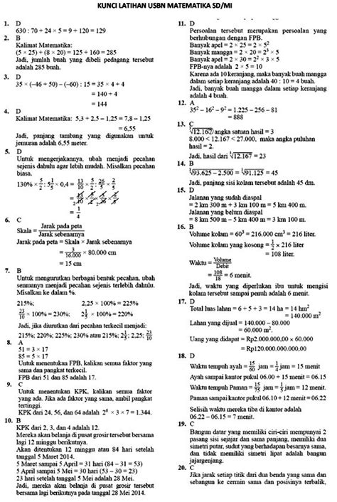 Contoh Soal Matematika Sd Kelas 6 Dan Penyelesaiannya 2021