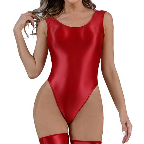 Womens Sexy Bodysuit Lingerie One Piece Clearance Large Oily Silky