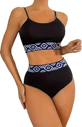 Amazon Womens High Waisted Bikini Sets Two Piece Vintage SwimsuitNeck Cheeky Bathing Suits