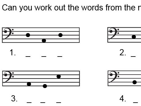 Reading note names bass clef - basic worksheet | Teaching Resources