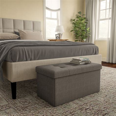 Hastings Home 30 Inch Folding Storage Ottoman Gray Modern Dark Gray