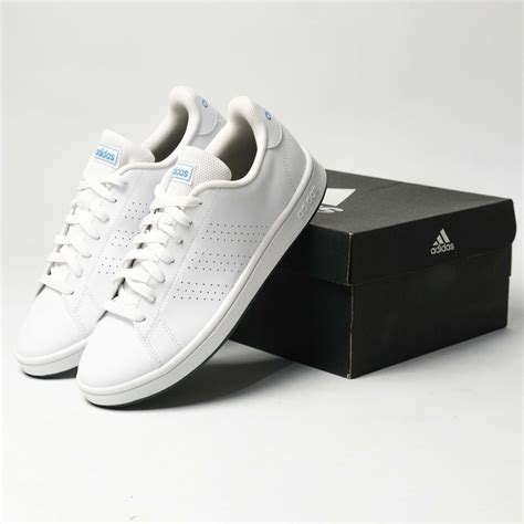 Jual SEPATU CASUAL SNEAKERS AD DAS ADVANTAGE BASE WHITE LOGO BLUE