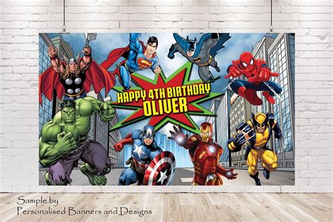 Superheroes Banner Backdrop Digital File Custom Superhero