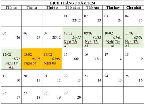 Chính thức chốt lịch nghỉ Tết Nguyên Đán 2024 Lịch nghỉ Tết Nguyên Đán