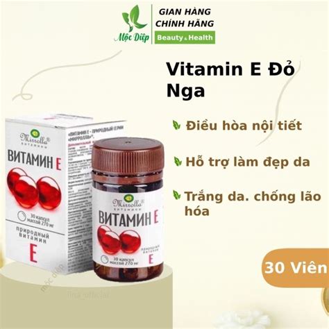 Vitamin E đỏ Nga 270mg 30 Viên Chính Hãng Hỗ Trợ Làm đẹp Da Chống Lão Hóa Viên Uống Trắng Da